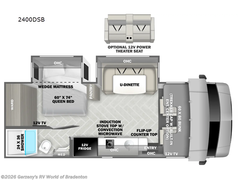 2026 Forest River Sunseeker 2400BDS - New Class C For Sale by Gerzeny's RV World of Bradenton in Bradenton, Florida features Slideout