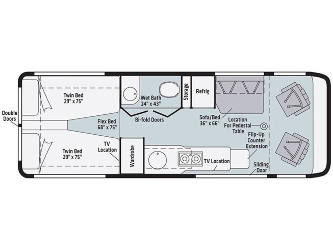 Floorplan of 2022 Winnebago Era 70A