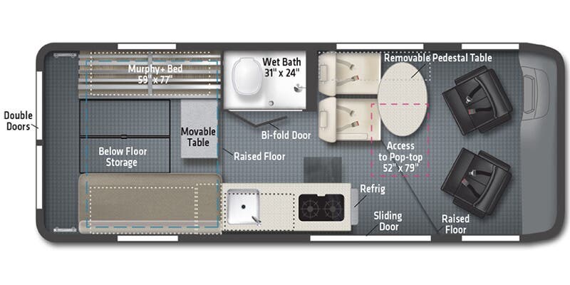 Floorplan of 2025 Winnebago Solis 59PX