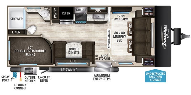 Floorplan of 2019 Grand Design Imagine XLS 21BHE