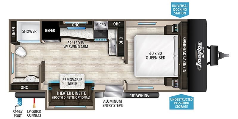 Floorplan of 2021 Grand Design Imagine XLS 22RBE