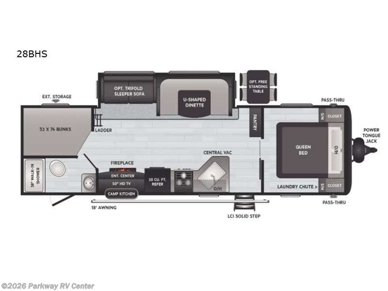 2021 Keystone Hideout 28BHS - Used Travel Trailer For Sale by Parkway RV Center in Ringgold, Georgia features Slideout