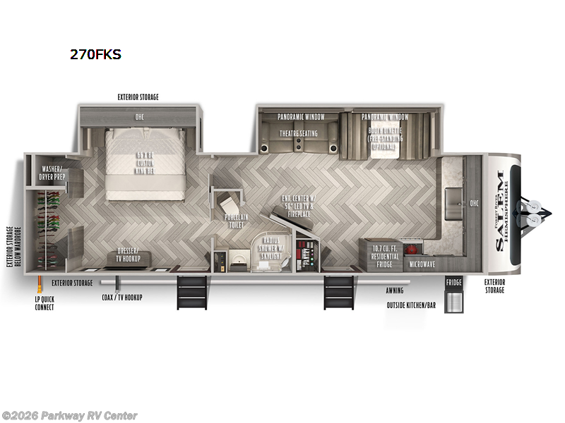 2022 Forest River Salem Hemisphere 270FKS - Used Travel Trailer For Sale by Parkway RV Center in Ringgold, Georgia features Slideout