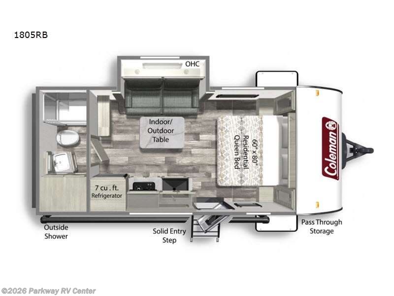 2022 Coleman Light 1805RB - Used Travel Trailer For Sale by Parkway RV Center in Ringgold, Georgia features Slideout