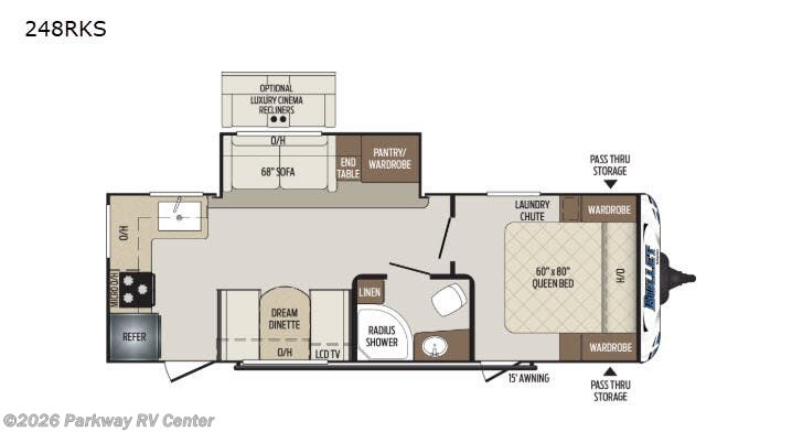 2020 Keystone Bullet 248RKS - Used Travel Trailer For Sale by Parkway RV Center in Ringgold, Georgia features Slideout