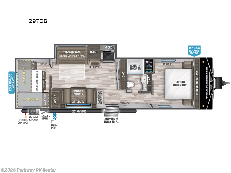 2023 Grand Design Transcend Xplor 297QB - Used Travel Trailer For Sale by Parkway RV Center in Ringgold, Georgia features Slideout