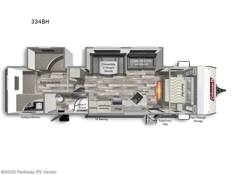 2024 Coleman Lantern 334BH - Used Travel Trailer For Sale by Parkway RV Center in Ringgold, Georgia features Slideout