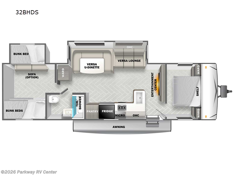 2022 Forest River Salem 32BHDS - Used Travel Trailer For Sale by Parkway RV Center in Ringgold, Georgia features Slideout