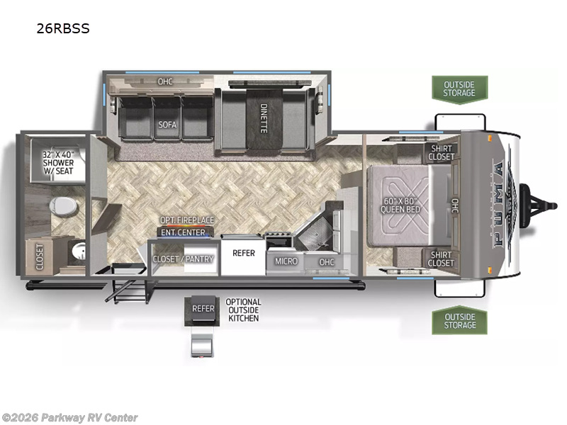 2023 Palomino Puma 26RBSS - Used Travel Trailer For Sale by Parkway RV Center in Ringgold, Georgia features Slideout