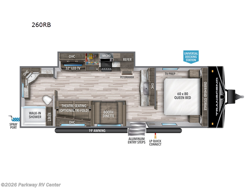 2022 Grand Design Transcend Xplor 260RB - Used Travel Trailer For Sale by Parkway RV Center in Ringgold, Georgia features Slideout