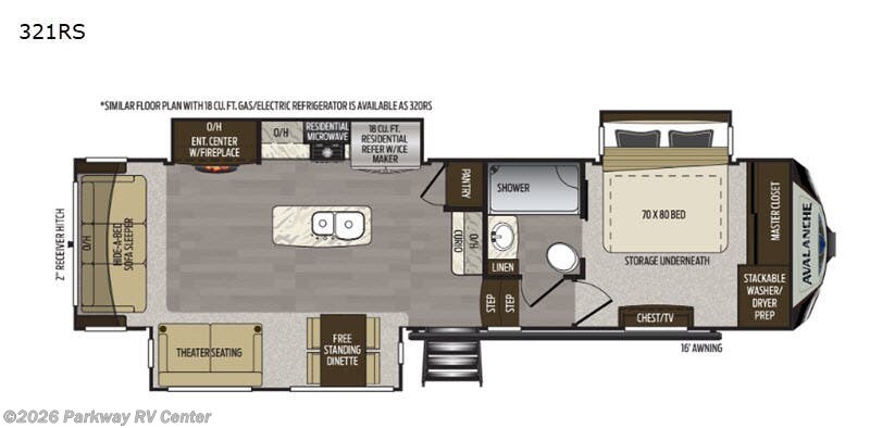 2020 Keystone Avalanche 321RS - Used Fifth Wheel For Sale by Parkway RV Center in Ringgold, Georgia features Slideout