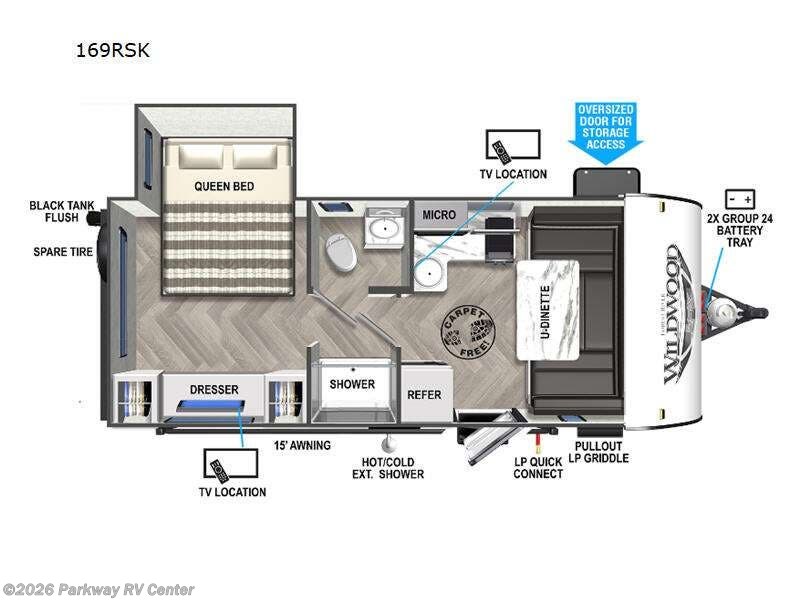 2022 Forest River Wildwood FSX 169RSK - Used Travel Trailer For Sale by Parkway RV Center in Ringgold, Georgia features Slideout