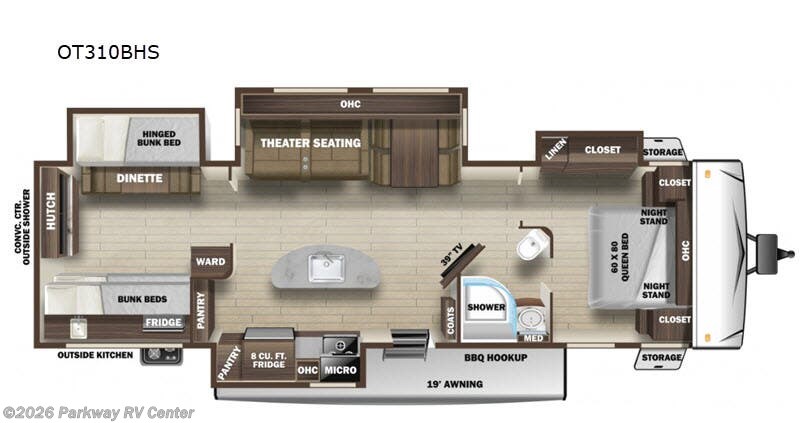 2020 Highland Ridge Open Range OT310BHS - Used Travel Trailer For Sale by Parkway RV Center in Ringgold, Georgia features Slideout