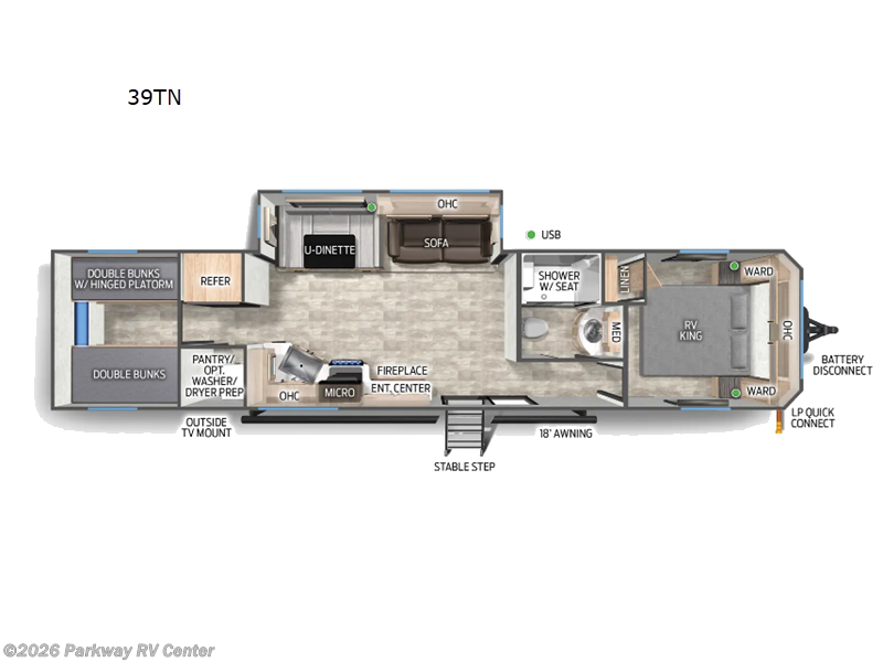 2025 Forest River Cherokee Timberwolf 39TN - Used Destination Trailer For Sale by Parkway RV Center in Ringgold, Georgia features Slideout