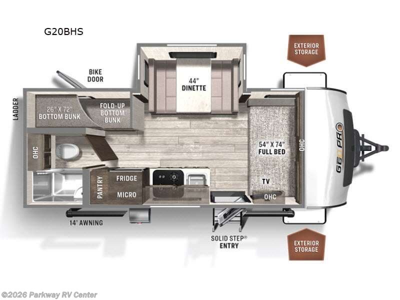 2023 Forest River Rockwood Geo Pro G20BHS - Used Travel Trailer For Sale by Parkway RV Center in Ringgold, Georgia features Slideout