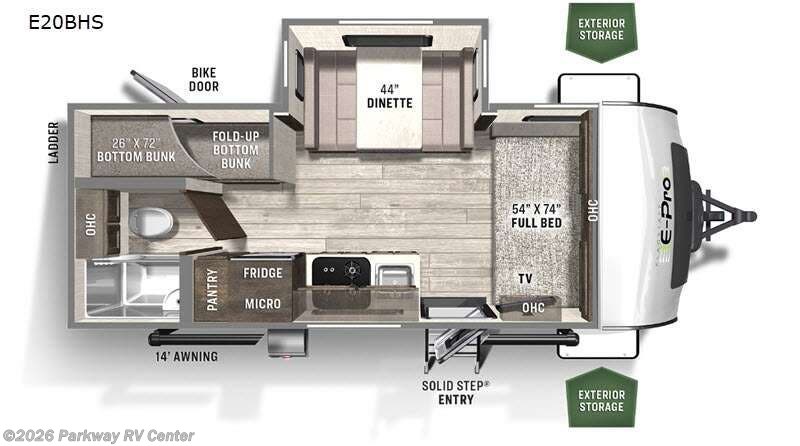2021 Forest River Flagstaff E-Pro E20BHS - Used Travel Trailer For Sale by Parkway RV Center in Ringgold, Georgia features Slideout