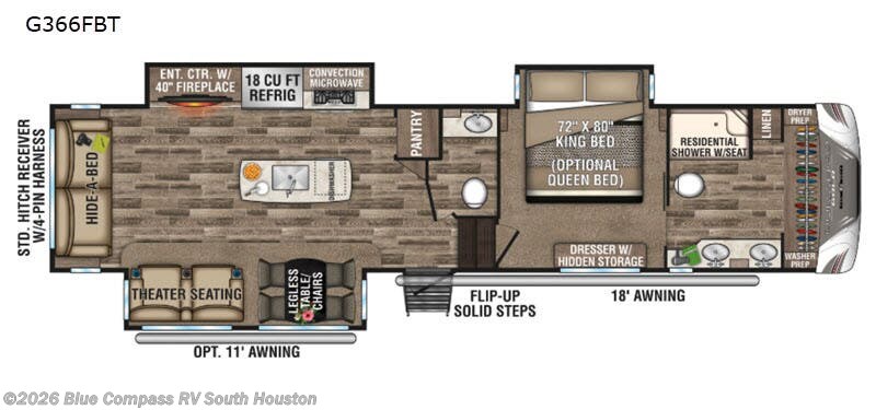2019 K-Z Durango Gold 366FBT - Used Fifth Wheel For Sale by Blue Compass RV South Houston in Alvin, Texas features Slideout