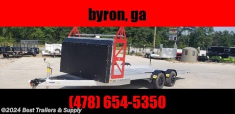 ## best trailers and supply

## byron GA

## 478-654-5350

###

### **we re located in Byron GA off I-75 exit 144 and 146, just north of buccee&#39;s**

futura drop deck lowering carhauler trailer all aluminum

only 1466lbs

comes LOADED with options
**air dam**
**spare tire**
**recovery winch**
**tire rack**

Fender Height - Fender on 9&quot; - Fender off 7&quot;
Ground Clearance - 16&quot;
Deck Length - 19&#39;5&quot;
Deck Width - 81&quot;
Overall Length 21&#39;
Overall Width 102&quot;
Deck Angle - Only 3 degrees
Flared Tail Width 86&quot;
Recovery Winch - 12V electric with wireless remote
Removable Fenders - extruded Aluminum, powder Coated
Coupling - 10000 lbs, 2 5/16&quot; Snap-on steel coupler
Wheels - SHIFTR 14&quot; x 6&quot; Alloy, 5&quot; x 4.5&quot;
Tires - 185R 14C 8 PLY Light Truck
Axle (patented) 3,500 lbs galvanized steel torsion
Suspension - Independent torsion arm (PU)
Hubs - 3,500 lbs
Brakes - 10&quot; Electric
Lighting - Micro LED fender mounted clearance recessed LED stop, tail, indicators, combined LED/reflector marker lights
Charging - Onboard DC-DC connected to Trailer Plug aux pin and solar panel
Electric connector - 7-Way RV, flat pin trailer plug
Chassis and Tongue - Extruded aluminum 6005-T6
Tie Points - Continuous airline track and slotted chassis rail

478-654-5350