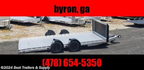 ## best trailers and supply

## byron GA

## 478-654-5350

###

### we re located in Byron GA off I-75 exit 144 and 146, just north of Buccee&#39;s

futura drop deck lowering carhauler trailer all aluminum

only 1322lbs

INCLUDED
**with air dam**
**with spare tire**
**with recovery winch**

Fender Height - Fender on 9&quot; - Fender off 7&quot;
Ground Clearance - 16&quot;
Deck Length - 16&#39;5&quot;
Deck Width - 81&quot;
Overall Length 21&#39;
Overall Width 102&quot;
Deck Angle - Only 3 degrees
Flared Tail Width 86&quot;
Recovery Winch - 12V electric with wireless remote
Removable Fenders - extruded Aluminum, powder Coated
Coupling - 10000 lbs, 2 5/16&quot; Snap-on steel coupler
Wheels - SHIFTR 14&quot; x 6&quot; Alloy, 5&quot; x 4.5&quot;
Tires - 185R 14C 8 PLY Light Truck
Axle (patented) 3,500 lbs galvanized steel torsion
Suspension - Independent torsion arm (PU)
Hubs - 3,500 lbs
Brakes - 10&quot; Electric
Lighting - Micro LED fender mounted clearance recessed LED stop, tail, indicators, combined LED/reflector marker lights
Charging - Onboard DC-DC connected to Trailer Plug aux pin and solar panel
Electric connector - 7-Way RV, flat pin trailer plug
Chassis and Tongue - Extruded aluminum 6005-T6
Tie Points - Continuous airline track and slotted chassis rail

478-654-5350