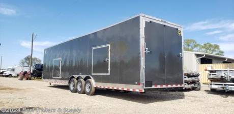Best Trailers &amp; Supply
Byron GA

866-553-9566

ECCW8536-100460

FREE WHITE WHEEL SPARE TIRE WHEN YOU PAY CASH at pick up

8.5x36 enclosed car hauler

8 ft interior height

triple 7k axles

21k GVWR

boogie wheels

Standard Features

16&quot; O.C. Cross Members

24&quot; O.C. Roof Members

16&quot; O.C. Side Walls

2-5/16&quot; Coupler

2-K Jack &amp; Sand Foot

36&quot; Side Door w/FI. Mt. Locks

Deluxe Tag Bracket

3/4 &quot; wood Floors

3/8&quot; wood Walls

2&quot; V-Nose (ATP &amp; J Rail)

Alum. Fender Flairs

White Mods Rims

Rubber Roof-Flat Top

1-12 Volt LED Dome

Non-Powered Roof Vent

24&quot; ATP Stone Guard &amp; J-Rail

4- Floor Mounted D-Rings

Stepwell W/ ATP

Electric Brakes &amp; E-Z Lube Hubs

7-Way &amp; Electric Breakaway

H/D Ramp Door w/ Beaver Tail

16&quot; Ramp Flap

LED Light Package

800-453-1810

Any questions, concerns, or Info on this trailer, please call our sales team

delv is $2 per loaded mile

Please call to check stock

800-453-1810