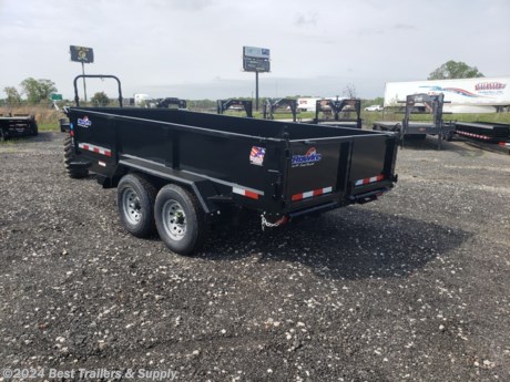 ## best trailers and supply Byron GA

## 478-654--5350

7x14 24&quot; side Hawke dump trailer
GVWR: 14,000 lb.
Capacity: 10,100 lb.

call to check stock 866-899-3905

Two 7,000 lb. Dexter Brand Braking Axles
Slipper Spring Suspension
235/80 R16 Load Range E10 Ply Rating Westlake Radial Tires
8&quot; Channel Main Frame - 6&quot; Channel Tongue
3x3 Tubing Dump Box Frame With 3&quot; Channel Crossmembers
12 Gauge Floor
80&quot; Inside Box With 48&quot; Sides And No Stick Bottom Corners
US Made Pump With Deep Cycle Battery Inside Lockable Security Box With 20&#39; Hand Remote
Scissor Lift
Two Way Tailgate Opens For Dumping Bulk Materials Or Can Be Set In Spreader Mode
80&quot; 4&quot;Channel Slide-In Loading Ramps
2 5/16&quot; Cast Iron Adjustable Coupler
12,000 lb. Drop Foot Jack
Safety Chains And Break-a-Way Switch
LED Lighting With Reflective Tape
Primed With Two Coats Of Automotive Grade Acrylic Enamel