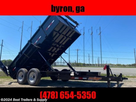 Best Trailers &amp; Supply

Byron GA

800-453-1810

7X14 14K 24&quot; High Side 2 WAY Gate

Down to Earth is proud to offer quality dump trailers for sale at the lowest possible price. Our dump trailers are built for performance. We can even make a custom dump trailers to fit your specific needs and your budget. Our premium features Low Profile Dump Trailers are offered in 7,000, 10,000, 12,000, and 14,000 lb. GVWR&#39;s. The standard sides are 24 tall with two-way tailgates that open for unobstructed dumping or can be set in spreader mode for spreading gravel. An adjustable coupler is included as standard on most models. The 7,000 and 10,000 GVWR models have a 6 main frame. The 12,000 and 14,000 GVWR models are built with a rugged 8 channel main frame. Cylinder sizes are matched to the model capacity.

Dump Trailers Spec Sheet - Standard Features

(2) 7000# E-Z Lube Axles
Brakes on both axles
Powder Coated tongue box for
battery and hydraulics
Double Cylinder

24&quot; Sides
10K Jack
2 5/16&quot; Adj. Coupler
7X14 body
Dump Gate

Stake pockets
16&quot; Radials tires and wheels
LED lighting
DOT tape

Options other sizes

6X12 dump body
7X14 dump body
Twin cylinders on 6X12
Scissor lift on 6X12
Scissor lift on 7X14
5200# Axles w/matching tires and wheels
6000# Axles w/matching tires and wheels
7000# Axles w/matching tires and wheels
7K drop leg jack
10K drop leg jack
Ramps
Low Profile
Deck over

800-453-1810

Any questions, concerns, or Info on this trailer, please call our sales team

delv is $2 per loaded mile

**Please call to check stock**

**800-453-1810**
