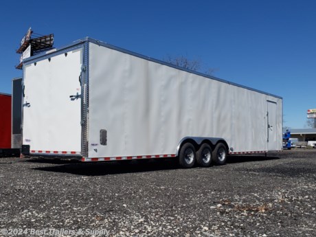 &lt;p&gt;Best Trailers &amp; Supply&lt;/p&gt;
&lt;p&gt;Byron GA&lt;/p&gt;
&lt;p&gt;800-453-1810&lt;/p&gt;
&lt;p&gt;FREE WHITE WHEEL SPARE TIRE WHEN YOU PAY CASH at pick up&lt;/p&gt;
8.5x34 enclosed car hauler

7 ft interior height

triple 5k axles

Standard Features

16&quot; O.C. Cross Members

24&quot; O.C. Roof Members

16&quot; O.C. Side Walls

2-5/16&quot; Coupler

2-K Jack &amp; Sand Foot

36&quot; Side Door w/FI. Mt. Locks

Deluxe Tag Bracket

3/4 &quot; wood Floors

3/8&quot; wood Walls

2&quot; V-Nose (ATP &amp; J Rail)

Alum. Fender Flairs

White Mods Rims

galvalum Roof-Flat Top

1-12 Volt LED Dome

Non-Powered Roof Vent

24&quot; ATP Stone Guard &amp; J-Rail

4- Floor Mounted D-Rings

Stepwell W/ ATP

Electric Brakes &amp; E-Z Lube Hubs

7-Way &amp; Electric Breakaway

H/D Ramp Door w/ Beaver Tail

16&quot; Ramp Flap

LED Light Package

800-453-1810

Any questions, concerns, or Info on this trailer, please call our sales team

delv is $2 per loaded mile

Please call to check stock

800-453-1810