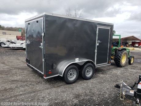 &lt;p&gt;Mobile Space Sale and Rental&lt;/p&gt;
&lt;p&gt;Byron&lt;/p&gt;
&lt;p&gt;866-553-9566&lt;/p&gt;
&lt;p&gt;7 X 12 grey economy series enclosed trailer&lt;/p&gt;
&lt;p&gt;economy trailers are not meant for commercial use&lt;/p&gt;
24&quot; O.C. Cross Members
Semi-Screwed Exterior
ST205 15&quot; Steel Belted Tires
2&quot; V-Nose (ATP &amp; J Rail)
24&quot; O.C. Roof Members
Interior Height 75&quot;
Electric Brakes &amp; E-Z Lube Hubs
24&quot; O.C. Side Walls
&quot; Plywood Floors
1-12 Volt LED Dome
7-Way &amp; Electric Breakaway
2-5/16&quot; Coupler
3/8&quot; Plywood Walls
Non-Powered Roof Vent
Trimmed Ramp &amp; 16&quot; Flap
2-K Jack &amp; Sand Foot
12&quot; ATP Stone Guard &amp; J-Rail
Alum. Teardrop Style Fenders
LED Light Package
0.024 White Alum. Metal
Silver Mods Rims
3500# Leaf Spring Drop Axle
Deluxe Tag Bracket

866-553-9566

Any questions, concerns, or Info on this trailer, please call our sales team

delv is $2per loaded mile