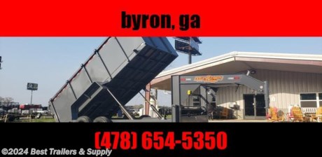 ## Best trailers

## 866-553-9566

## 478-654-5350

7x16 gooseneck deckover 8 ton dump trailer high sides

*
* 16000 lbs. GVWR
* 82&quot; Bed Width(s)
* 16&#39; Length
* (2) 8,000 LB Straight, Dexter Oil Bath
* 215/75R17.5 Radial Tires, Mod Wheel&#39;
* 16 ply tires
* Spare Tire Mount
* Brakes on Both Axles
* Heavy Duty Slipper Springs
* Twin 12,000 LB Bolt-On Two-Speed Side Wind Jacks
* Spare Tire mount
* 6&quot; Slide In Loading Ramps
* , 2 5/16&quot; Adjustable Gooseneck
* Structural I-Beam Gooseneck
* 3/16&quot; (7GA) Smooth Plate Steel Floor
* Tarp Mounting Brackets with Protective Bulkhead
* Stake Pockets Included on Sides and Front
* Barn Door Gate
*
* twin cylinder lift system
* Industrial Grade Sealed Wiring Harness, LED Lights
* powder coated gunmetal grey exterior
*