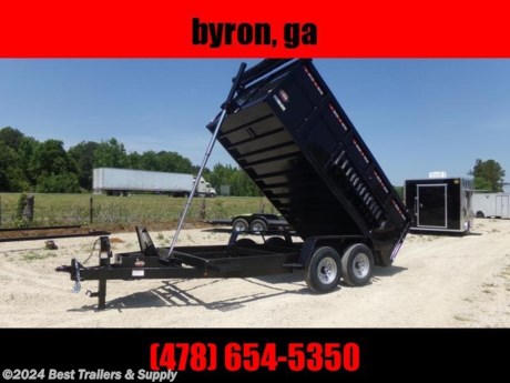 **Best Trailers &amp; Supply**

**Byron GA**

**800-453-1810**

14,000 GVWR Low Profile 7 x 14 dump trailer 4 ft sides

GVWR: 14,000 lb.
telescopic lift

7x14

Two 7000 lb. Dexter Brand Braking Axles
Slipper Spring Suspension
235/80 R16 Load Range E 10 Ply Rating Radial Tires
10 Gauge Floor

82&quot; Inside Box With 48&quot; Sides
Pump With Deep Cycle Battery Inside Lockable Security Box With Hand Remote
barn door opening gate
2 5/16&quot; Adjustable Coupler
10,000 lb. Drop Foot Jack
Safety Chains And Break-a-Way Switch
LED Lighting With Reflective Tape
stake pockets on sides

**800-453-1810**

Any questions, concerns, or Info on this trailer, please call our sales team

delv is $2 per loaded mile

Please call to check stock

**800-453-1810**