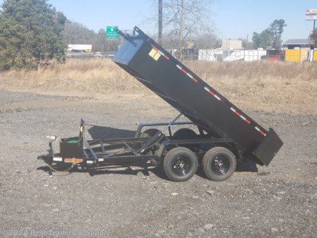 **Best Trailers &amp; Supply**

**Byron GA**

**800-453-1810**

6X12 24&quot; Tall side dump

Down to Earth is proud to offer quality dump trailers for sale at the lowest possible price. Our dump trailers are built for performance. We can even make a custom dump trailers to fit your specific needs and your budget. Our premium features Low Profile Dump Trailers are offered in 7,000, 10,000, 12,000, and 14,000 lb. GVWR&#39;s. The standard sides are 24 tall with two-way tailgates that open for unobstructed dumping or can be set in spreader mode for spreading gravel. An adjustable coupler is included as standard on most models. The 7,000 and 10,000 GVWR models have a 6 main frame. The 12,000 and 14,000 GVWR models are built with a rugged 8 channel main frame. Cylinder sizes are matched to the model capacity.

Dump Trailers Spec Sheet - Standard Features

(2) 5200# E-Z Lube Axles
Brakes on both axles
Powder Coated tongue box for
battery and hydraulics
Double Cylinder

24&quot; Sides
A-Frame Jack
2 5/16&quot; Adj. Coupler
6X10 body
2-Way Gate

Stake pockets
15&quot; Radials tires and wheels
LED lighting
DOT tape

Options other sizes

6X12 dump body
7X14 dump body
Twin cylinders on 6X12
Scissor lift on 6X12
Scissor lift on 7X14
5200# Axles w/matching tires and wheels
6000# Axles w/matching tires and wheels
7000# Axles w/matching tires and wheels
7K drop leg jack
10K drop leg jack
Ramps
Low Profile
Deck over

**800-453-1810**

Any questions, concerns, or Info on this trailer, please call our sales team

delv is $2 per loaded mile

Please call to check stock

**Best Trailers &amp; Supply**

**Byron GA**

**800-453-1810**