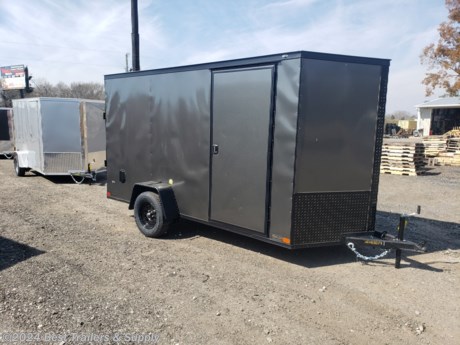 &lt;p&gt;Best Trailers&lt;/p&gt;
&lt;p&gt;866-403-9798&lt;/p&gt;
&lt;p&gt;6 x 12 covered trailer w blackout package&lt;/p&gt;
3500# axle

2990# GVWR

LED lights

semi screwless

side door with RV

ramp door

wood floor and walls

Stabledeck wood

3/4 floors

3/8 walls

spring assisted ramp door
