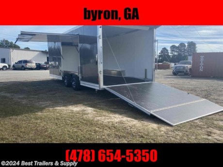 **best trailers and supply**

**8.5X24 EZ Hauler car hauler .030 Charcoal with ELITE escape door**

**Finished Interior**
**Rear Canopy w/ Load Lights**

**Standard Features**

**All-Aluminum Construction, Integrated frame**
**Spread 5200# torsion axles**
**16&quot; O/C Wall &amp; Roof Studs**
**16&quot; O/C Floor Crossmembers**
**alum wheels**
**3/4&quot; Water Resistant Decking and walls**
**One-Piece Seamless Aluminum Roof**
**White Vinyl Faced Luan ceiling**
**premium Light pkg LED Lighting**
**2 Interior Dome Lights w/Wall Switch**
**Flat Front w/ Cast Corners**
**(2) 7800# Safety Chains**
**Deluxe Exterior Trim**
**Interior Cove Trim Package**
**78&quot; tall 4&#39; side Door**
**Beavertail Construction**
**Screwless .030&quot; Bonded Side Panels**
**6&#39;10&quot; Interior**
**Plastic Salem Vents**
**24&quot; Bright Stoneguard**
**Polished Aluminum Fenders**
**HD Rear Ramp Door w/ Spring Assist**
**2 5/16&quot; 10K Coupler**
**5000# Center-Mounted Jack**
**7-Way Round Power Connection**
**Limited 4-Year Warranty**
**(4) HD D-Rings**
**Heavy duty Ramp hings**
**Aluminum pull out step**