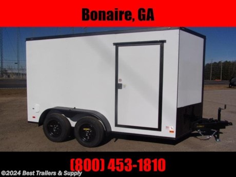 **Best Trailers &amp; Supply**

**Byron GA**

**800-453-1810**

FREE WHITE WHEEL SPARE TIRE WHEN YOU PAY CASH at pick up

Up grades on this trailer

Tube Walls/Ceiling
Blackout PKG
Electric PKG

Standard Features

V-Nose adds 2&#39; to the interior
Screwed Exterior
ST205 15&quot; Steel Belted Tires
24&quot; O.C. Roof Members
1-pc. Aluminum Roof
Electric Brakes &amp; E-Z Lube Hubs
16&quot; O.C. Side Walls and Floor
3/4&quot; Wood Floors
1-12 Volt LED Dome
7-Way &amp; Electric Breakaway
2-5/16&quot; Coupler
3/8&quot; Wood Walls
Non-Powered Roof Vent
Trimmed Ramp &amp; 16&quot; Flap
2-K Jack &amp; Sand Foot
4&quot; Tube Frame
24&quot; ATP Stone Guard &amp; J-Rail
Alum. Teardrop Style Fenders
36&quot; Side Door w RV style. Locks
I-Beam Frame
LED Light Package
0.024 White Alum. Metal
White Mods Rims
3500# Leaf Spring Drop Axle
Deluxe Tag Bracket

**800-453-1810**

Any questions, concerns, or Info on this trailer, please call our sales team

delv is $2 per loaded mile

Please call to check stock

**800-453-1810**