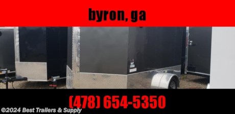 **Best Trailers &amp; Supply**

**Byron GA**

**800-453-1810**

FREE WHITE WHEEL SPARE TIRE WHEN YOU PAY CASH at pick up

7 x 10 cargo Motor Cycle White

5k D-rings
24&quot; anodized sides and rear
Radial tires

Standard Features

V-nose adds 2ft to interior
15&#39;&#39; Bias Ply Tires
Silver Mod Wheels
32&quot; RV Style Side Door With Flush Lock
Rounded V-Nose with Vertical ATP Trim
Barn or Ramp Door
3500LB Spring Axles with 4&quot; Drop and EZ Lube Hubs w/ Breaks
24&quot; Stoneguard
White Metal Exterior
2&quot; or 2 - 5/16&quot; Coupler
Aluminum Fenders w/ Lights
3/4&quot; Plywood Floor / Painted Underneath
Premium 3/8&quot; Plywood Sidewalls
1&quot; x 1.5&quot; Tubing Walls and Ceiling

75&quot; Interior Height
2000 LB Tongue Jack
2&quot; x 4&quot; Steel Tube Main Rails
12 V Dome Lights with Switch
Choice Of Roof Or Sidewall Vent
LED Strip Tail Lights
Wall Crossmembers 16&quot; On Center
Floor Crossmembers 16&quot; On Center
Roof Crossmembers 24&quot; On Center
Screwed Metal Exterior
Galvalume Roof
4 or 7-Way Round Electrical Plug

**800-453-1810**

Any questions, concerns, or Info on this trailer, please call our sales team

delv is $2 per loaded mile

Please call to check stock

**800-453-1810**