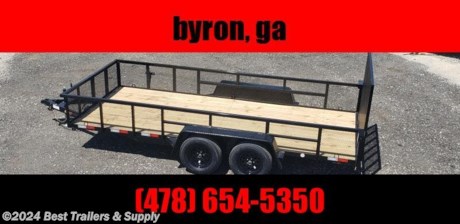 800-543-1810

82x16 tandem axle with brakes trailer w 24 inch high sides

Down
to Earth is proud to offer quality utility and equipment trailers with
rear gate for sale at the lowest possible price. Great for Atv and utv
and motorcycles. Our premium Trailers are offered in 3,500, 7,000,
10,000, 12,000, and 14,000 lb. GVWR&#39;s. A 2&quot; couple on single axles. We
can even make a custom trailers to fit your specific needs and your
budget.

2&quot; tube rails

15&quot; White spoke tires and rims

2/ 3500# E-Z Lube Axles w Brakes

Fold Up Jack

48 Tubular Gate with Uprights on 12&quot; Centers

Spring Loaded Gate Latch

Treated 2x8 Lumber or Mesh Floor

3-Piece Tongue

Smooth Fenders with Backs

Marker Lights/Clearance Lights over 80&quot;

Wiring Enclosed with Loom

14&quot; Rails

NATM Compliant

Options

Special Colors

Side Gate

Spare tire bracket

800-453-1810

Any questions, concerns, or Info on this trailer, please call our sales team

delv is $1.50 per loaded mile

Please call to check stock

800-453-1810