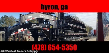 # best trailers and supply

### 478-654-5350 or 866-403-9798

###

| Delta 210GN 10K Dual-Wheel Gooseneck Trailer
At 16 feet and up, Delta&#39;s Dual-Wheel Flatbed has a GVWR of up to 12 tons. This dually features Dexter&#226;?&#162; axles, side access steps and three dovetail styles available, in addition to the Super Ramp, which provides added versatility with dual spring loaded ramps for super easy operation, and diamond plate ramp deck |
| --------------------------------------------------------------------------------------------------------------------------------------------------------------------------------------------------------------------------------------------------------------------------------------------------------------------------------------------------------------------- |
|

# 40 ft 12 ton gooseneck flatbed trailer w tor flex tube

S P E C I F I C A T I O N S O P T I O N S

G.V.W.R - 25,900#
COUPLER - 2 5/16 adjustable coupler
AXLES - tandem 12k oil bath
SUSPENSION - multi leaf slipper spring
TIRE WHEEL - 235/80R16
FRAME - 12 inch I-beam
NECK - 12 inch I beam
CROSSMEMBERS - 3 inch channel 16 OC
SAFETY CHAINS - 3/ heavy duty chaines
JACK - 12k spring loaded drop leg jack
SIDE RAILS - 5&quot; angle with rub rail
STAKE POCKETS - formed stake pocket 24 OC
FLOOR - 2inch treated pine
LIGHTS - all LED
ELECTRICAL PLUG - 7 pin blade
PREP - 3 step acid washed w phosphorus solution
PRIMER - rust resistant epoxy primer
PAINT - high solid urethane
PINESTRIPES
OVERALL WIDTH - 102 Inches
DECK HEIGHT - approx. 36 inches
BRAKES - electric drum all axles
**DOVE TAIL - DTSR - 5 FT W SUPER RAMPS**
STEPS - bed step on drivers side
STORAGE - chain basket between gooseneck
WIRING - front mount in conduit
REFLECTIVE TAPE - DOT reflective tape
SAFETY - emergency break away switch and battery