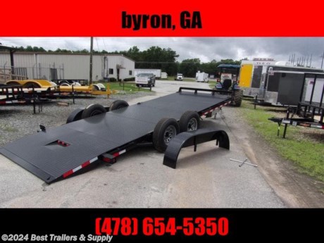 Best Trailers &amp; Supply

Byron GA

800-453-1810

Hawke 82X20 hydro tilt 10k gvwr

Hawke Trailers builds Hydraulic Power Tilt flatbed equipment trailers in both standard and heavy duty versions. The length is 20
The standard version is built with a 6 channel main frame and 3 channel crossmembers on 16 centers. It is available in 10,000 and 12,000 GVWR&#39;s. All sizes great for bobcat skid steer, track loader, backhoe and tractors.
The heavy duty version upgrades to an 8 channel main frame. It is available in 12,000 and 15,000 GVWR&#39;s. The 12,000 GVWR version has 3 channel crossmembers on 16 centers. The 14,000 GVWR version has 3 channel crossmembers on 12 centers for extra floor integrity when hauling concentrated loads such as a forklift.

82&quot;x20&quot; tilt
GVWR: 10,000 lb.
Capacity: 7,000 lb.

Diamond Plate Deck - power up and power down tilt
80&quot; Between Fenders
Two 5,200 lb. Dexter Brand Braking Drop Axles
Double Eye Spring Suspension
225/75 R15 Load Range E10 Ply Rating Westlake Radial Tires
6 Channel Frame
3 Channel Crossmembers - 16&quot; Spacing
6&quot; Channel Tongue
2 5/16 Adjustable Coupler
7000 lb. Drop Foot Jack
Heavy Duty Removable Diamond Plate Fenders
D-Ring Tie Downs
Safety Chains And Break-a-Way Switch
LED Lighting With Reflective Tape
Primed with epoxy primer and two coats of polyurethane paint

800-453-1810

Any questions, concerns, or Info on this trailer, please call our sales team

delv is $2 per loaded mile

Please call to check stock

800-453-1810