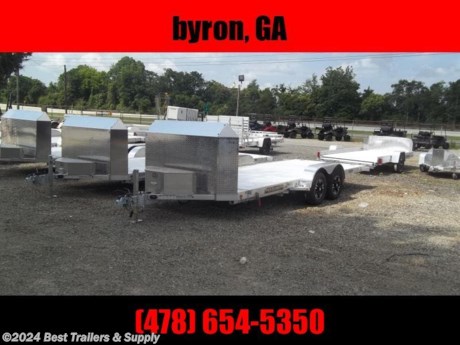 Best trailers and supply
Macon GA 31216
Joey fuller
478-788-9039
866-403-9798
only 1500# curb weight
aluminum 82 x 18 tilt carhauler trailer

**POWER TILT**

-----25th aneversary package ------
tall air dam
tool box
loading lights
custom aluminum wheels

* Bed locks for travel and also wheel tilted back
* about 9 Degrees of tilt
*

2. 3500# Rubber torsion axles - Easy lube hubs

* Electric brakes, breakaway kit
* ST205/75R14 radial tires
* aluminum wheels,
* Removable aluminum fenders
* Extruded aluminum floor
* Front retaining rail headache bar
* A-Framed aluminum tongue, 48&quot; long with 2-5/16&quot; coupler
*

8. stake pockets on sides

*

4. swivel tie downs

*

2. Fold-down rear stabilizer jacks

* Double-wheel swivel tongue jack, 1200# capacity
* DOT Lighting package, safety chains
* Overall width = 101-1/2&quot;
* Distance between fenders = 82&quot;

Ask about upgrades
upgrades include
tire rack
spare and mount
winch mount

best trailers and supply
macon GA
kurt or joey
478-788-9039