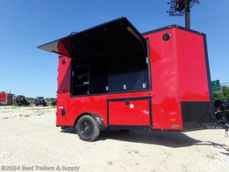 **Best Trailers &amp; Supply**

**Byron GA**

**800-453-1810**

chairs and cornhole NOT included
Options on this trailer

4x8 window w shadow boc
7&#39; interior
.030 red skin
Rear door
Stab Jacks
cooler box
30 amp electric pkg
Radio
LED lights

Standard Features

16&quot; O.C. Cross Members
Screwed Exterior
ST205 15&quot; Steel Belted Tires
E-Z Lube Hubs
24&quot; O.C. Roof Members
Interior Height 72&quot;
Galvalume Roof
4-Way Plug
16&quot; O.C. Side Walls
3/4&quot; Wood Floors
1-12 Volt Dome Light Ramp Door
2&quot; A-Frame Coupler
8mm Birch Luan Walls
Plastic S/W Vents
Alum. Jeep Style Fenders
2-K Jack
3&quot; Tube Main Frame
12&quot; ATP Stone Guard Incandescent Tail Lights
36&quot; Side Door w RV style Lock
V-nose (2&#39;)
Safety Door Chain
0.024 Alum side
Metal Mods Rims
2990# Leaf Spring Drop Axle

**Best Trailers &amp; Supply**

**Byron GA**

**800-453-1810**