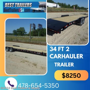 Best Trailers &amp; Supply

Byron GA

800-453-1810

34ft 2 car hauler

Down to Earth is proud to offer quality car haulers and equipment trailers with slide in or 5&#39; equip ramps for sale at the lowest possible price. lengths 32&#39; 34&#39; 36&#39; 38&#39; and up to 40ft. Great for 2 cars and motorcycles. Our premium Trailers are offered in 3,500, 7,000, 10,000, 12,000, and 14,000 lb. GVWR&#39;s. A 2-5/16&quot; adjustable couple is standard. We can even make a custom trailers to fit your specific needs and your budget.

10 I Beam Frame

4&#39; Metal Dovetail

16&quot; Tires and Rims

Spare Tire mount

(2) 7000lb E-Z Lube axles (14000 lbs GVWR)

Electric Brakes on both Axles

2 5/16&quot; Adjustable Coupler

10,000lb Drop Leg Jack

Brakeway Kit

Tandem Tread plate Fenders

Driver side Removable Fender

6&#39; Tube Diamond Plated Ramps

All LED Lights

Wood Deck 2x8 Treated Pine

Headache bar

(8) 6k Weld on D-Rings

Stake Pockets

DOT Tape

Sealed Wiring Harness

NATM Compliant

Options

Double Removable Fenders

Steel Treadplate Deck

Colors

Spare tire

Length 14&#39;-38&#39;

Pintle Coupler

Gooseneck

Triple Axles (5.2K, 6K, 7K)

800-453-1810

Any questions, concerns, or Info on this trailer, please call our sales team

delv is $2 per loaded mile

Please call to check stock

800-453-1810