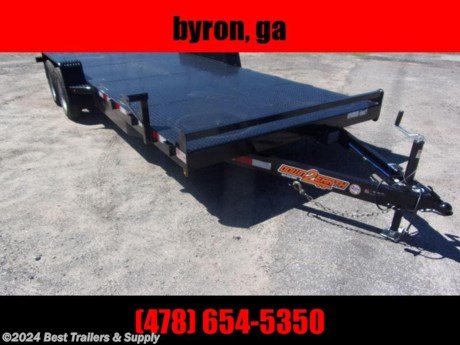 **Best Trailers &amp; Supply**

**Byron GA**

**800-453-1810**

82x20 Car hauler 2 3500Lbs axles 7000 GVWR

Steel Treadplate Deck
5&quot; Channel Frame
Electric Brakes on both Axles
2 5/16&quot; Adjustable Coupler (14,000 lbs)
A-frame 2000lb Jack
Brakeway Kit

Tandem Tread plate Fenders
-Driver Side Removable
Slide Out Channel Ramps w/ Angle Crossmembers
3 Light bar &amp; side marker lights
Clearance lights
LED lights

Headache bar
Stake Pockets
DOT Tape
Sealed Wiring Harness
NATM Compliant

Options

Removable Fenders
Steel Treadplate Deck
Colors
Spare tire mount
Spare tire
3500# Axles w/tires to match
6000# Axles w/tires to match
7000# Axles w/tires to match
7K drop leg jack
Length 14&#39;-38&#39;
2&#39; Treadplate dove tail on Wooden deck
Pintle Coupler
Gooseneck
Triple Axles (5.2K, 6K, 7K)

**800-453-1810**

Any questions, concerns, or Info on this trailer, please call our sales team

delv is $2 per loaded mile

Please call to check stock

**800-453-1810**