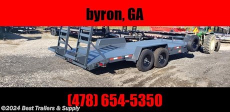 Mobile Space Sale and Rental

Bonaire GA

800-453-1810

82x20 14k GVWR equipment trailer
all steel deck
spare included

(2) 7000lb E-Z Lube axles (14000 lbs GVWR)
6&quot; Channel Frame
Electric Brakes on both Axles
2 5/16&quot; Adjustable Coupler (14,000 lbs)
A-frame Jack
Brakeway Kit

Tandem Tread plate Fenders
5&quot; Channel Ramps
3 Light bar &amp; side marker lights
Clearance lights
LED lights
Wood Deck 2x8 Treated Pine

Headache bar
Stake Pockets
DOT Tape
Sealed Wiring Harness
NATM Compliant

Options

Removable Fenders
Steel Treadplate Deck
Colors
Spare tire mount
Spare tire
3500# Axles w/tires to match
6000# Axles w/tires to match
7000# Axles w/tires to match
7K drop leg jack
Length 14&#39;-38&#39;
2&#39; Treadplate dove tail on Wooden deck
Pintle Coupler
Gooseneck
Triple Axles (5.2K, 6K, 7K)

800-453-1810

Any questions, concerns, or Info on this trailer, please call our sales team

delv is $1.50 per loaded mile

Please call to check stock

800-453-1810