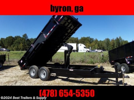 7 x 16 heavy duty 15k dump trailer low profile
in byron ga 31008
478-654-5350

GVWR: 15,000 lb.
Capacity: 10,700 lb.- Two 7,000 lb. Dexter Brand Braking Axles- Slipper Spring Suspension- **235/85 R16 Load Range G14 Ply Rating Westlake Radial Tires**

* 8 Channel Main Frame -- **8 Channel Tongue**
* 3--3 Tubing Dump Box Frame With 3 Channel Crossmembers
* 10 Gauge Floor With **12 Crossmember Spacing**
* 80 Inside Box With 24 Sides And No Stick Bottom Corners
* US Made Pump With Deep Cycle Battery Inside Lockable Security Box With 20 Hand Remote
* **Super Duty Scissor Lift With 5 Cylinder**
* Two Way Tailgate Opens For Dumping Bulk Materials Or Can Be Set In Spreader Mode
* 80 4 Channel Slide-In Loading Ramps
* 2 5/16 **Cast Iron** Adjustable Coupler
* 12,000 lb. Drop Foot Jack
* Safety Chains And Break-a-Way Switch
* LED Lighting With Reflective Tape
* Primed with epoxy primer and two coats of polyurethane paint