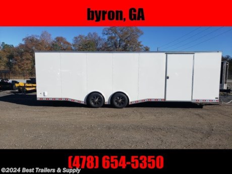 ### **Best Trailers &amp; Supply**

### **Byron GA**

### **478-654--5350**


**8.5x28 car hauler enclosed 14k**

&lt;br&gt;
FREE WHITE WHEEL SPARE TIRE WHEN YOU PAY CASH at pick up

We can build many options on any car hauler, motor cycle trailers, and concession trailers. We have in stock 7k 10k and 14 k car haulers. Please make sure to check out all of the other trailer.

Up grades to this trailer

Bar Lock on Side Door
.080 white polycore sides
1 piece aluminum roof
torsion 5k axles
aluminum mag wheels
finshed ceiling liner
7 ft interior
extended tongue

Standard Features

V nose adds 2&#39; to Interior
16&quot; O.C. Cross Members
Screwed Exterior
235 16&quot; Steel Belted Tires
Electric Brakes &amp; E-Z Lube Hubs
24&quot; O.C. Roof Members
Interior Height 78&quot;
Metal Roof
7-Way &amp; Electric Breakaway
16&quot; O.C. Side Walls
3/4&quot; Plywood Floors
1-12 Volt LED Dome
Trimmed Ramp &amp; 16&quot; Flap
2-5/16&quot; Coupler
3/8&quot; Plywood Walls
Non-Powered Roof Vent
Alum. Teardrop Flairs
2-K Jack &amp; Sand Foot
Steel I-Beam Main
24&quot; ATP Stone Guard &amp; J-Rail
LED Light Package
36&quot; Side Door w/ Safety Chains
2&quot; V-Nose (ATP &amp; J Rail) Stepwell W/ ATP
Deluxe Tag Bracket
0.024 White Alum.
White Mods Rims
70000# Leaf Spring Drop Axle

**800-453-1810**

Any questions, concerns, or Info on this trailer, please call our sales team

delv is $2 per loaded mile

Please call to check stock

**800-453-1810**