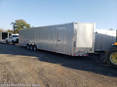 Best Trailers &amp; Supply

Byron GA

800-453-1810

silver frost semi screwlees

8.5x34 enclosed car hauler

7 ft interior height

triple 5k axles

Standard Features

16&quot; O.C. Cross Members

24&quot; O.C. Roof Members

16&quot; O.C. Side Walls

2-5/16&quot; Coupler

2-K Jack &amp; Sand Foot

36&quot; Side Door w/FI. Mt. Locks

Deluxe Tag Bracket

3/4 &quot; wood Floors

3/8&quot; wood Walls

2&quot; V-Nose (ATP &amp; J Rail)

Alum. Fender Flairs

White Mods Rims

galvalum Roof-Flat Top

1-12 Volt LED Dome

Non-Powered Roof Vent

24&quot; ATP Stone Guard &amp; J-Rail

4- Floor Mounted D-Rings

Stepwell W/ ATP

Electric Brakes &amp; E-Z Lube Hubs

7-Way &amp; Electric Breakaway

H/D Ramp Door w/ Beaver Tail

16&quot; Ramp Flap

LED Light Package

800-453-1810

Any questions, concerns, or Info on this trailer, please call our sales team

delv is $2 per loaded mile

Please call to check stock

800-453-1810