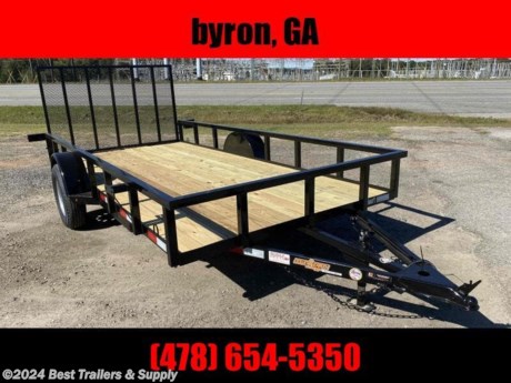 Best Trailers &amp; Supply
1347 Vietnam Veterans Memorial PKWY
Byron, GA 31008

800-453-1810

76x14 trailer 2&quot; tube rails

Down to Earth is proud to offer quality utility trailers with rear gate for sale at the lowest possible price. Great for Atv and utv and motorcycles. Our premium Trailers are offered in 3,500, 7,000, 10,000, 12,000, and 14,000 lb. GVWR&#39;s. A 2&quot; couple on single axles. We can even make a custom trailers to fit your specific needs and your budget.

76 wide 14ft long 2&quot; tube rails
15&quot; Grey spoke tires and rims
3500# E-Z Lube Axle
Fold Up Jack
48&quot; Tubular Gate with Uprights on 12&quot; Centers

Spring Loaded Gate Latch
Treated 2x8 Lumber or Mesh Floor
3-Piece Tongue
Smooth Fenders with Backs &amp; Front Step

Marker Lights/Clearance Lights over 80&quot;
Wiring Enclosed with Loom
14&quot; Rails
NATM Compliant

Options

Special Colors
Side Gate
Spare tire bracket

800-453-1810

Any questions, concerns, or Info on this trailer, please call our sales team

delv is $2 per loaded mile

Please call to check stock

800-453-1810