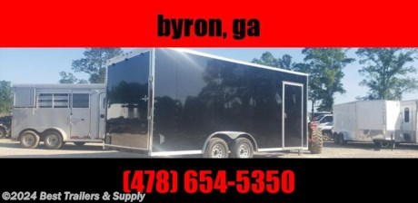 **Best Trailers &amp; Supply**
**Byron GA**
**866-553-9566**

ECCW8518-001520

### Alfa cargo trailer warranties are handled through the factory Alfa cargo


Up grades on this trailer 8.5x16

6&#39;6&quot; interiore
Semi-Screwless
Radial Tires
-Trim
-Rock Guard

Standard Features

V-nose adds 2ft to interior
15&#39;&#39; Bias Ply Tires
Silver Mod Wheels
32&quot; RV Style Side Door With Flush Lock
Rounded V-Nose with Vertical ATP Trim
Barn or Ramp Door
5200LB Spring Axles with 4&quot; Drop and EZ Lube Hubs
24&quot; Stoneguard
White Metal Exterior
2&quot; or 2 - 5/16&quot; Coupler
Aluminum Fenders w/ Lights
3/4&quot; Plywood Floor / Painted Underneath
Premium 3/8&quot; Plywood Sidewalls
1&quot; x 1.5&quot; Tubing Walls and Ceiling

75&quot; Interior Height
2000 LB Tongue Jack
2&quot; x 4&quot; Steel Tube Main Rails
12 V Dome Lights with Switch
Choice Of Roof Or Sidewall Vent
LED Strip Tail Lights
Wall Crossmembers 16&quot; On Center
Floor Crossmembers 16&quot; On Center
Roof Crossmembers 24&quot; On Center
Screwed Metal Exterior
Galvalume Roof
4 or 7-Way Round Electrical Plug

**800-453-1810**

Any questions, concerns, or Info on this trailer, please call our sales team

delv is $2 per loaded mile

Please call to check stock

**800-453-1810**