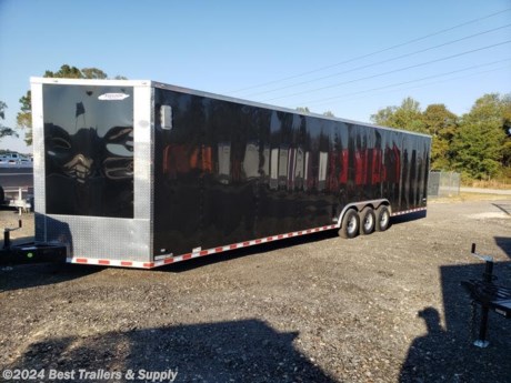Best Trailers &amp; Supply

Byron GA

800-453-1810

FREE WHITE WHEEL SPARE TIRE WHEN YOU PAY CASH at pick up

8.5x34 enclosed car hauler

7 ft interior height

triple 5k axles

Standard Features

16&quot; O.C. Cross Members

24&quot; O.C. Roof Members

16&quot; O.C. Side Walls

2-5/16&quot; Coupler

2-K Jack &amp; Sand Foot

36&quot; Side Door w/FI. Mt. Locks

Deluxe Tag Bracket

3/4 &quot; wood Floors

3/8&quot; wood Walls

2&quot; V-Nose (ATP &amp; J Rail)

Alum. Fender Flairs

White Mods Rims

galvalum Roof-Flat Top

1-12 Volt LED Dome

Non-Powered Roof Vent

24&quot; ATP Stone Guard &amp; J-Rail

4- Floor Mounted D-Rings

Stepwell W/ ATP

Electric Brakes &amp; E-Z Lube Hubs

7-Way &amp; Electric Breakaway

H/D Ramp Door w/ Beaver Tail

16&quot; Ramp Flap

LED Light Package

800-453-1810

Any questions, concerns, or Info on this trailer, please call our sales team

delv is $2 per loaded mile

Please call to check stock

800-453-1810