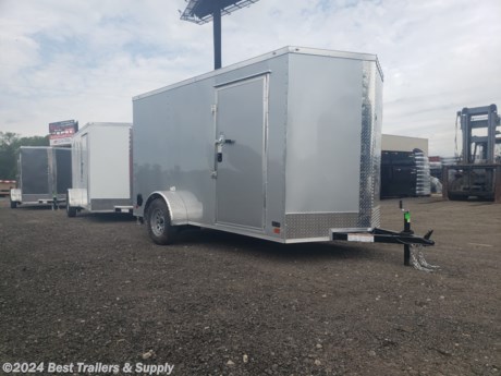&lt;p&gt;Best Trailers &amp; Supply&lt;/p&gt;
&lt;p&gt;Byron GA&lt;/p&gt;
&lt;p&gt;800-453-1810&lt;/p&gt;
&lt;p&gt;**this is an economy series cargo trailer and is NOT recommend for commercial use **&lt;/p&gt;
6x12 enclosed cargo trailer weekend warrior

Ramp Door

Standard Features

V-Nose adds 2&#39; to the interior

semi Screwless Exterior

ST205 15&quot; Tires

24&quot; O.C. Roof Members

Galvalume Roof

Electric Brakes &amp; E-Z Lube Hubs

24&quot; O.C. Side Walls

3/4&quot; Plywood Floors

1-12 Volt LED Dome Strip Light

2&quot; Coupler

3/8&quot; Plywood Walls

Sidewall Salem Vents

Ramp &amp; 16&quot; Flap

2-K Jack

12&quot; ATP Stone Guard &amp; J-Rail

Alum. Teardrop Style Fenders

32&quot; Side Door w RV style. Locks

LED Light Package

0.024 White Alum. Metal

White Mods Rims

3500# Leaf Spring Drop Axle

Deluxe Tag Bracket

800-453-1810
&lt;p&gt;Any questions, concerns, or Info on this trailer, please call our sales team&lt;/p&gt;
&lt;p&gt;delv is $2 per loaded mile&lt;/p&gt;
&lt;p&gt;Please call to check stock&lt;/p&gt;
800-453-1810